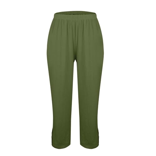 2025 Summer Wide Leg Smocked Waist Linen Pants with Ruffle HemPocket