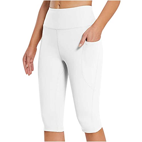 Women's High Waist Tummy Control Yoga Shorts White