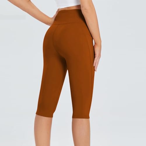 Women's High Waist Tummy Control Yoga Shorts Gold Wearable Workout Leggings