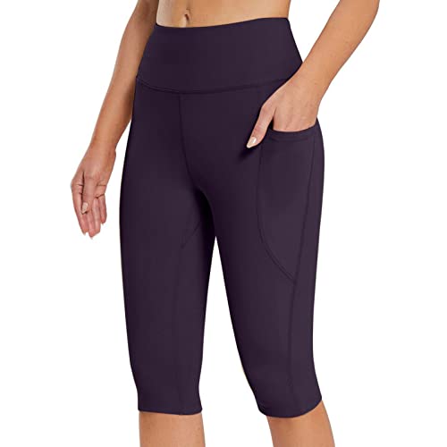 Purple High Waist Control Yoga Shorts X-Large