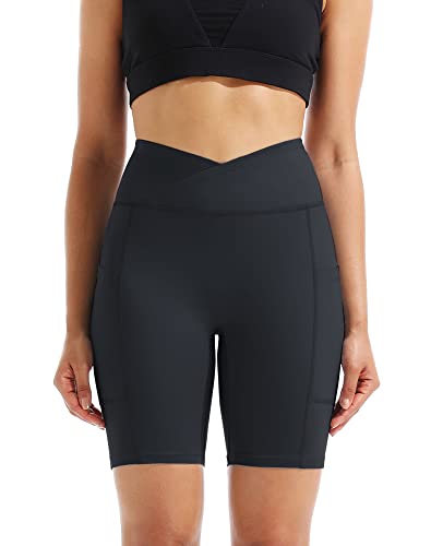 3 Pack High-Waist Biker Shorts with Pockets for Women