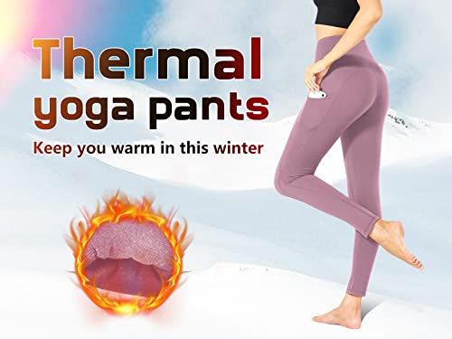 Women's Fleece-Lined High-Waisted Winter Leggings with Pockets