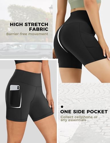 Women's High-Waisted Biker Shorts 2-Pack with Pockets for Yoga and Gym