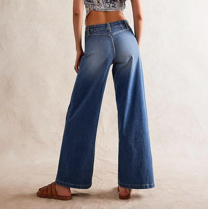 LifeShe Women's High Waisted Flare Bootcut Jeans Wide Leg Stretch Denim