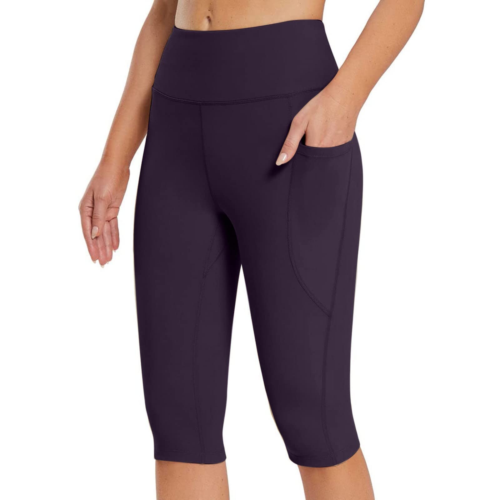 Purple High Waist Control Yoga Shorts X-Large