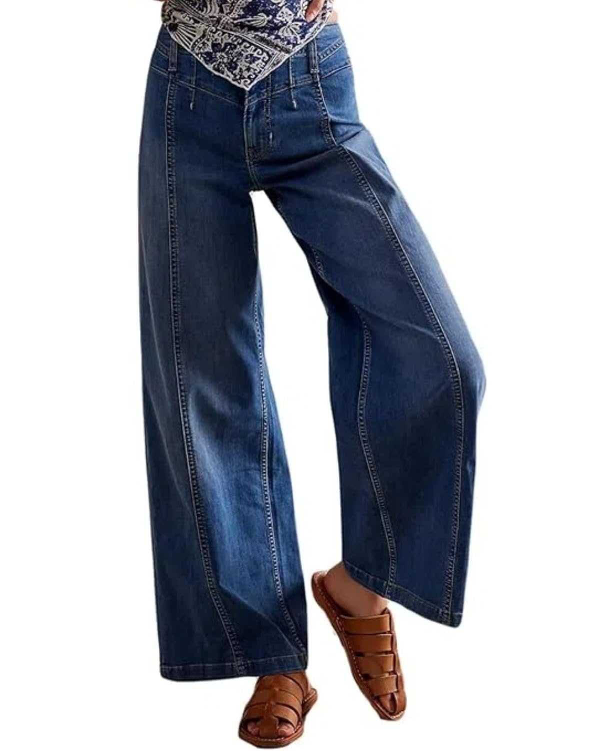 LifeShe Women's High Waisted Flare Bootcut Jeans Wide Leg Stretch Denim