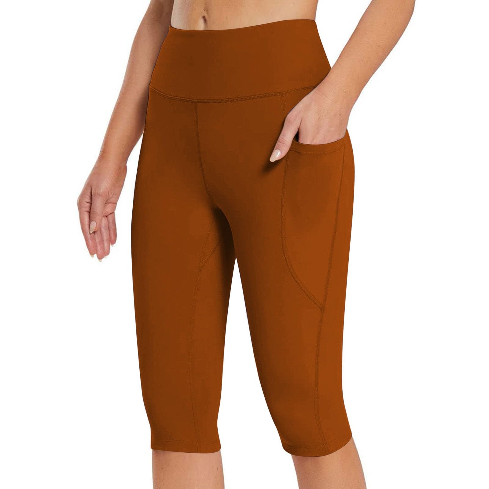 Women's High Waist Tummy Control Yoga Shorts Gold Wearable Workout Leggings