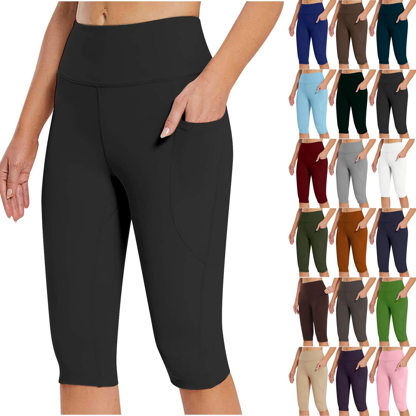 Women's HighWaist Tummy Control Yoga Shorts Black Large